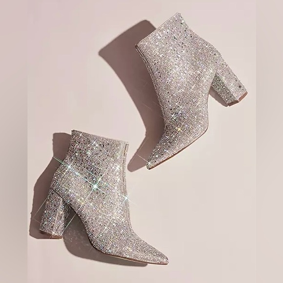 Betsey Johnson Cady Silver Sparkly Rhinestone Dress Bootie Women’s New Size 8.5 - Picture 3 of 16